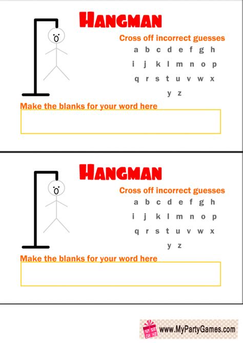 Free Printable Hangman Game